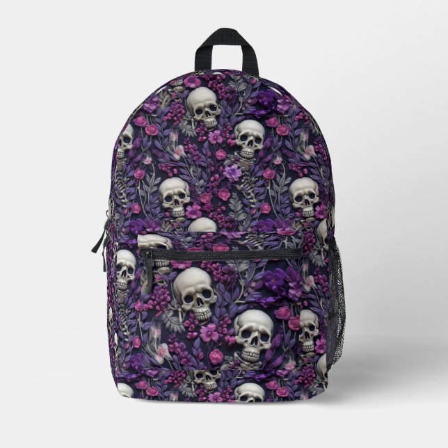 Sac à dos à crânes et fleurs violettes (Recto)