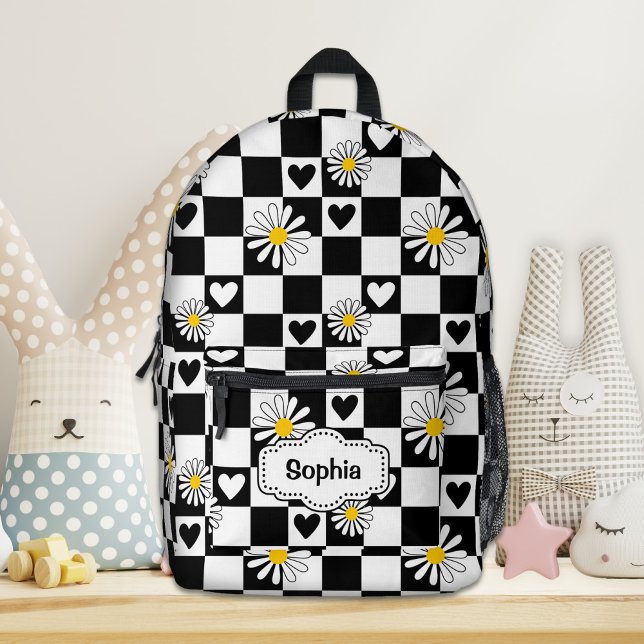 Sac à dos À damiers noir blanc personnalisé (Créateur téléchargé)