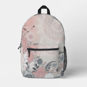 Sac à dos à imprimé de dentelle florale rose et no