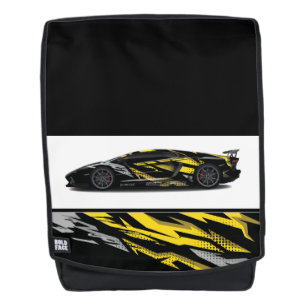 Sac à dos à motif de voiture de sport à visage gra