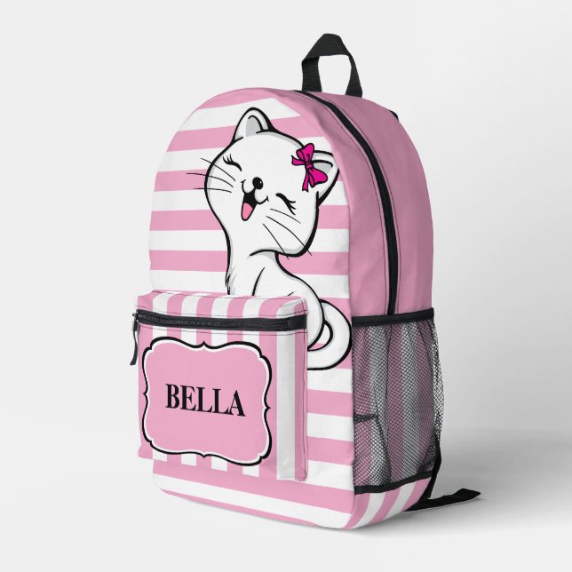 Sac à dos à ruban rose Cute Kitty personnalisé (Coin arrière droit)