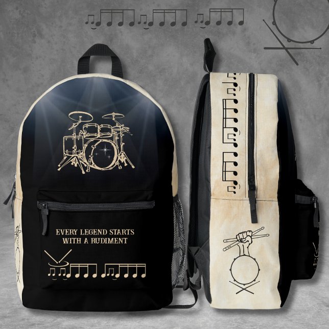 Sac à dos à tambours noir et tan rythmé (Rhythmic Black and Tan Drummer Backpack)