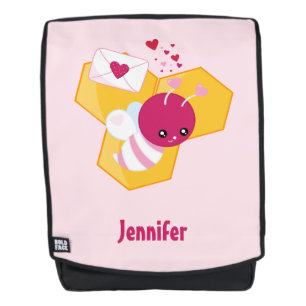 Sac À Dos Abeille mignonne aux Coeurs de Saint-Valentin rose