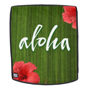 Sac À Dos Aloha Ti Leaf Hibiscus Calligraphie Hawaii Green