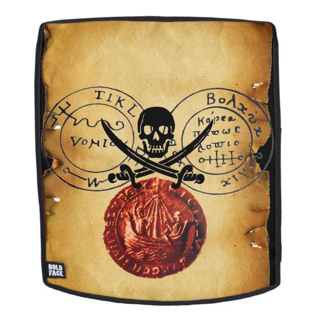 SAC À DOS ANTIQUE TALISMAN, PIRATES CARTE DU TRÉSOR SCEAU DE (Devant amovible)