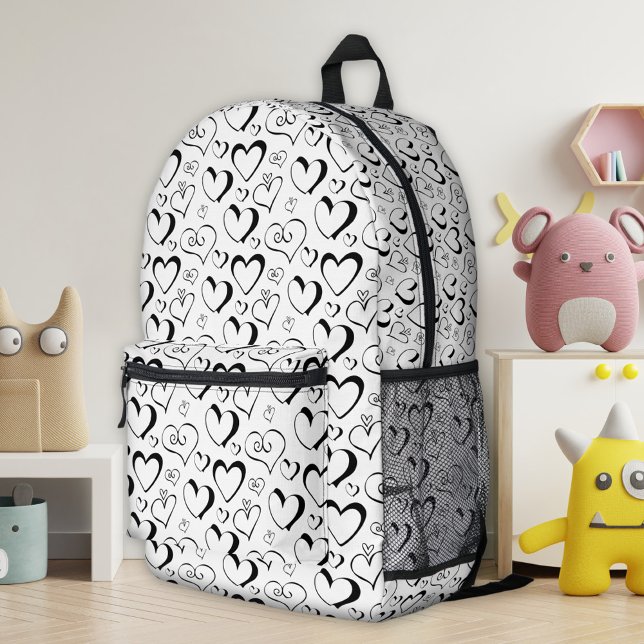Sac à dos Black White Hearts (Créateur téléchargé)