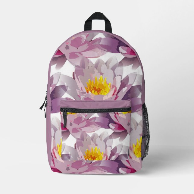 Sac à dos blanc Lavande Fleurs (Recto)