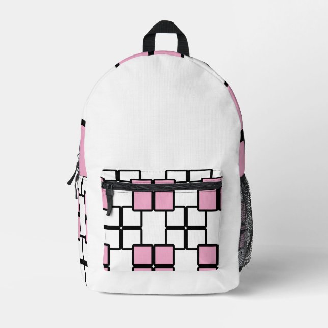 Sac à dos blanc moderne avec rose clair et noir (Recto)