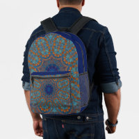 Sac à dos bleu cuivre imprimé indien partout