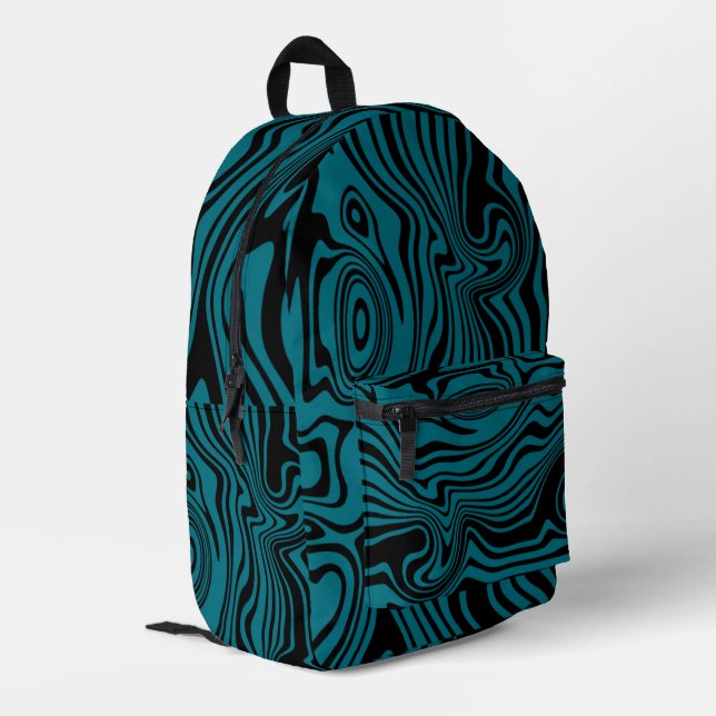 Sac à dos bleu noir Vagues motif - Choisir les cou (Coin arrière gauche)
