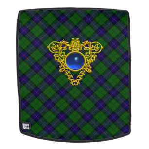 SAC À DOS BLEU VERT ÉCOSSE TARTAN, COEUR CELTIQUE OR