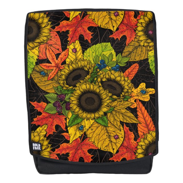 Sac À Dos Bouquet d'automne noir (Devant)