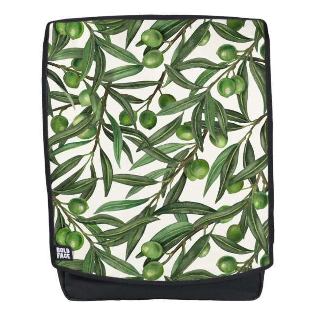 Sac À Dos Branches d'olive sur blanc (Devant)