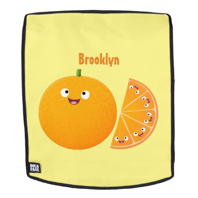 Sac À Dos Caricature d'agrumes d'orange (Devant amovible)