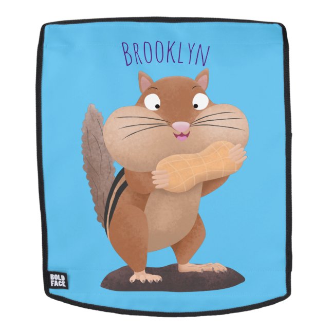 Sac À Dos Caricature de chipmunk à grosses joues mignonnes (Devant amovible)