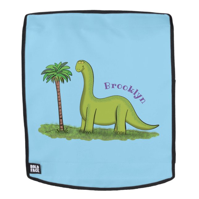Sac À Dos Caricature de dinosaure de brontosaurus vert migno (Devant amovible)