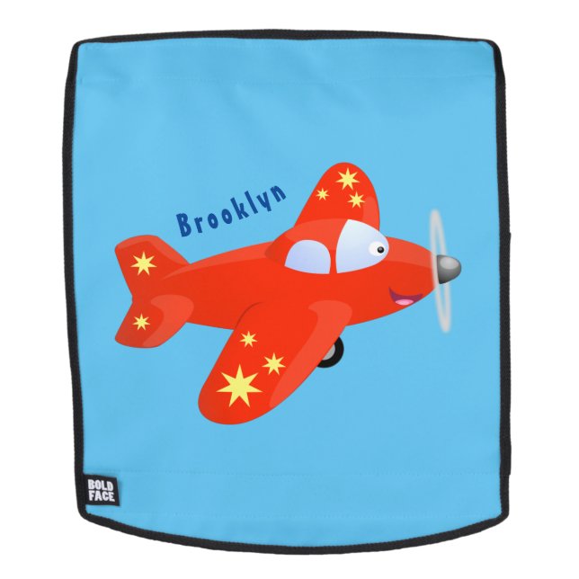 Sac À Dos Caricature de vol d'avion rouge mignon (Devant amovible)