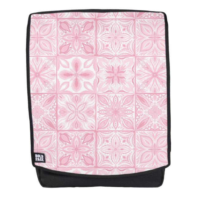 Sac À Dos Carreaux ornés en rose (Devant)