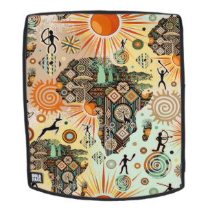 Sac À Dos Carte d'Afrique Éléments Tribaux Décoratifs Motif