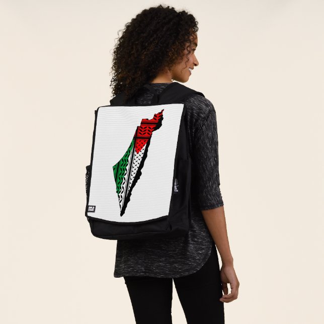 Sac À Dos Carte de Palestine avec drapeau et Motif Keffiyeg (Porté)