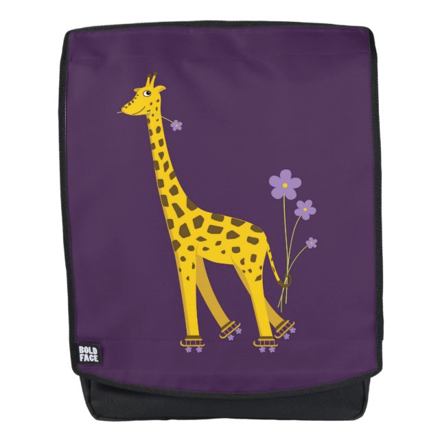 Sac À Dos Cartoon de patinage amusant Giraffe (Devant)