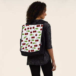 Sac À Dos Cerise Rouge, Motif De Cerises, Feuilles, Fruits