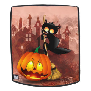 Sac À Dos Chat effrayé par Citrouille Fun Halloween caractèr