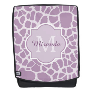 Sac À Dos Chic Purple Giraffe Imprimer avec Monogramme et no