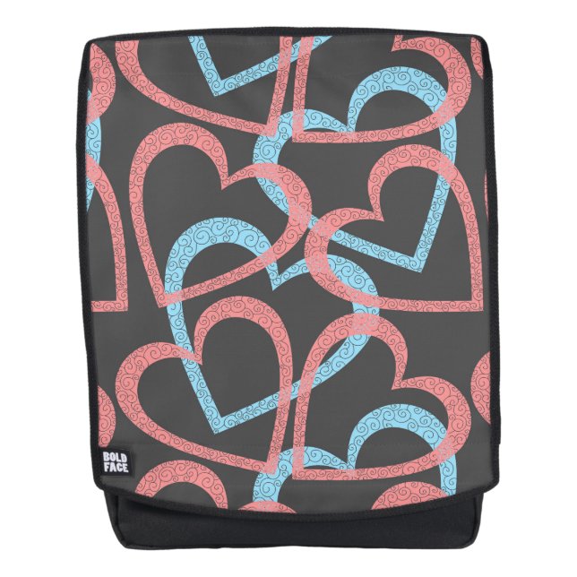 Sac À Dos Coeurs Rose Et Bleu (Devant)