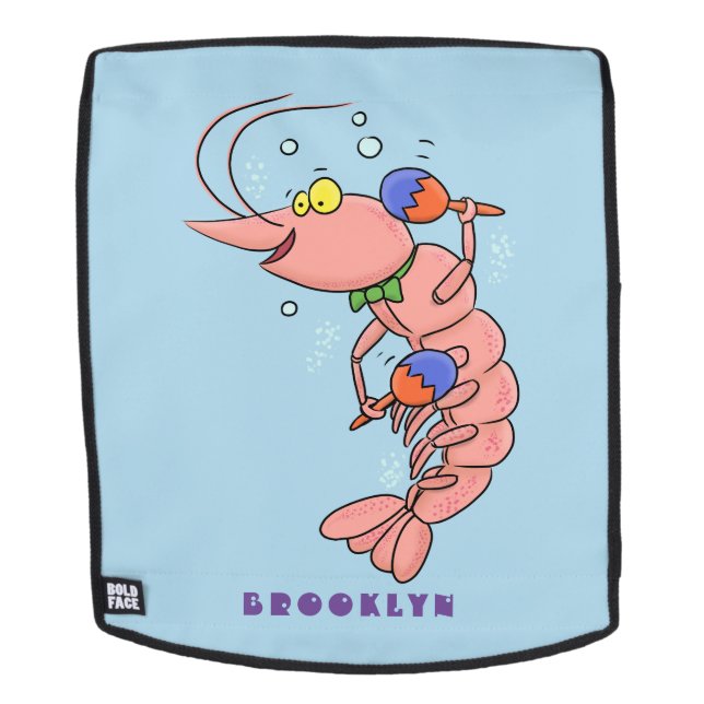 Sac À Dos Cute happy shrimp, dessin animé de crevettes (Devant amovible)
