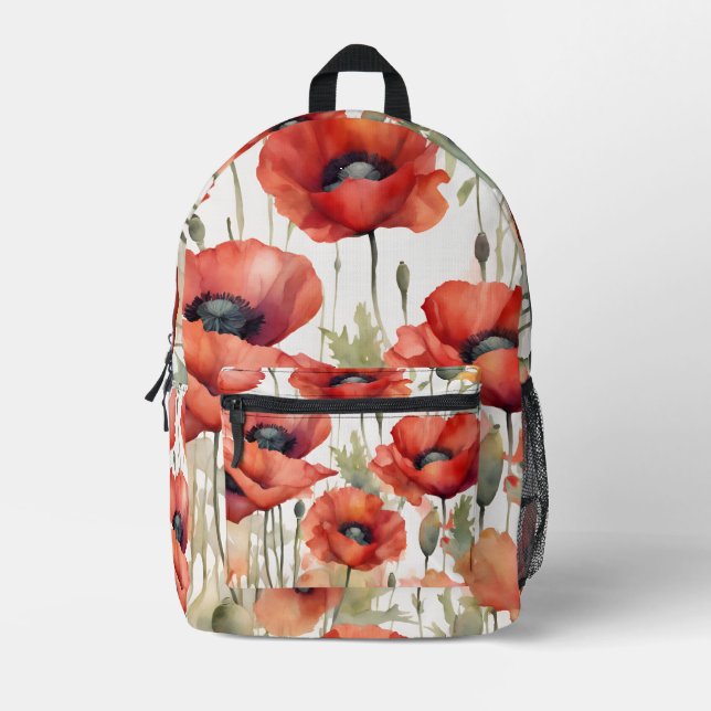 Sac à dos de fleurs de pavot d'aquarelle (Recto)