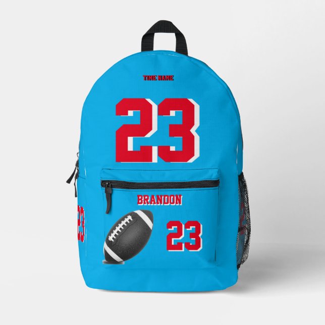 sac à dos de football américain ciel bleu rouge sa (Recto)