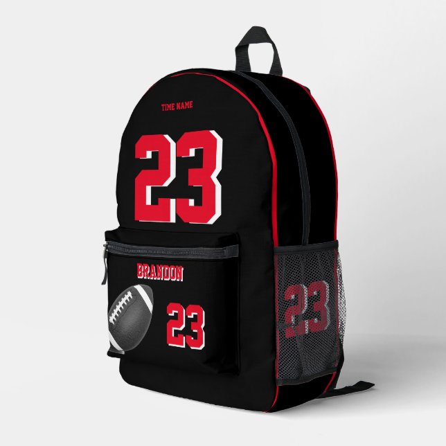 sac à dos de football américain noir rouge (Coin arrière droit)
