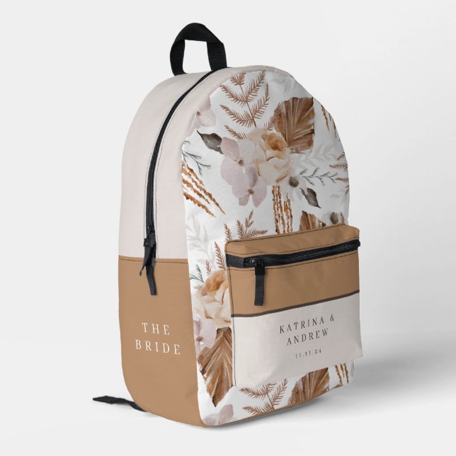 Sac à dos de mariée floral aquarelle boho (Coin arrière gauche)