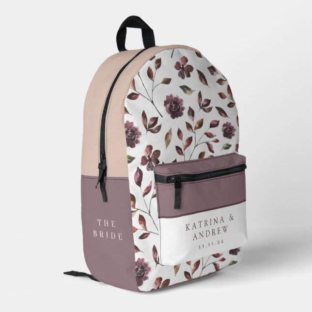 Sac à dos de mariée florale Aquarelle (Coin arrière gauche)