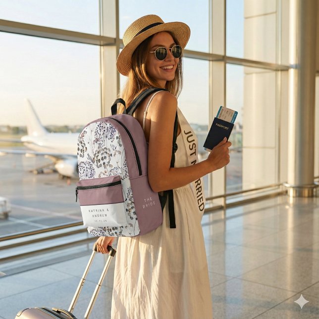 Sac à dos de mariée florale aquarelle Boho (This beautiful personalized backpack would make a great gift for the new bride! )