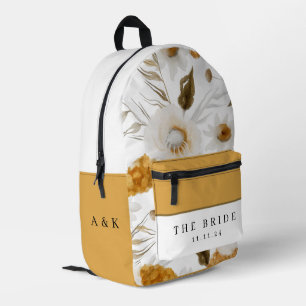 Sac à dos de mariée florale de moutarde