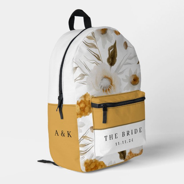 Sac à dos de mariée florale de moutarde (Coin arrière gauche)