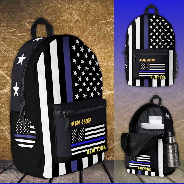 Sac à dos de police, sac mince en ligne bleue, dra (Créateur téléchargé)