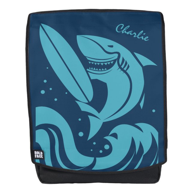 Sac à dos de requin surfer de nom personnalisé (Devant)