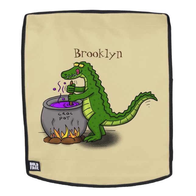 Sac À Dos Drôle alligator vert cuisine dessin animé (Devant amovible)