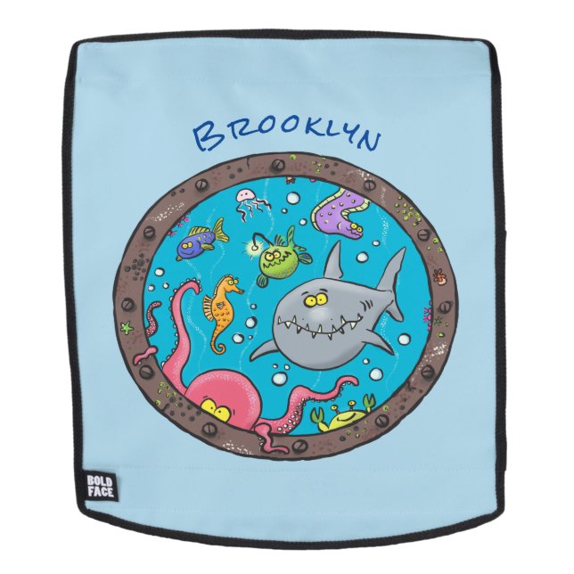 Sac À Dos Drôle des créatures marines sous l'eau dessin anim (Devant amovible)