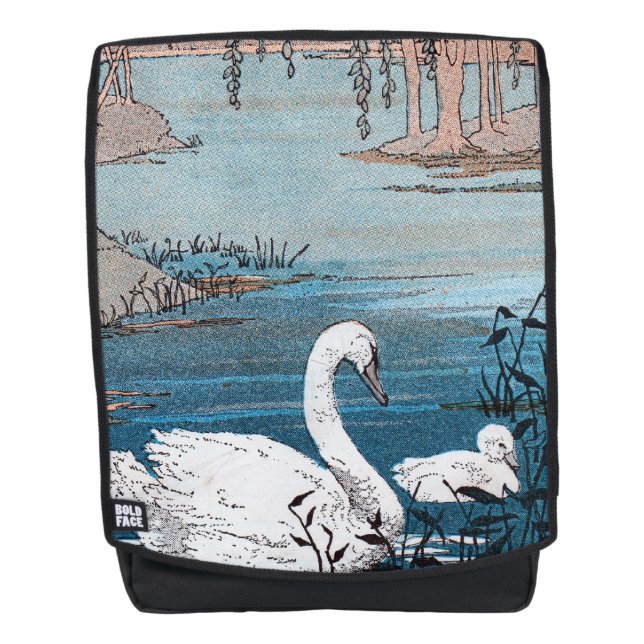 Sac À Dos Elégant cygne-mère blanc avec bassin bébé (Devant)