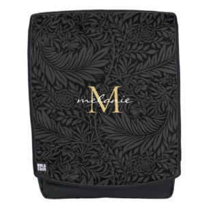 Sac À Dos Élégant Monogramme Floral Or Noir