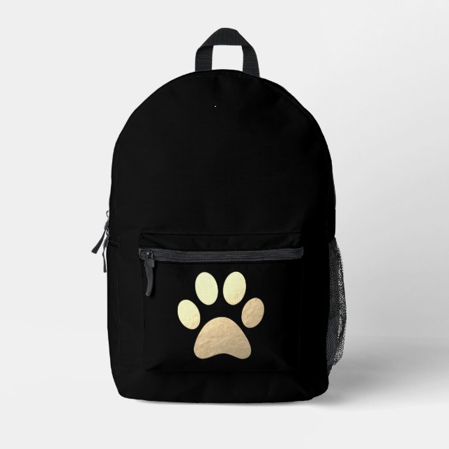 Sac à dos Empreinte de patte or | Cadeau Pet Lover (Recto)