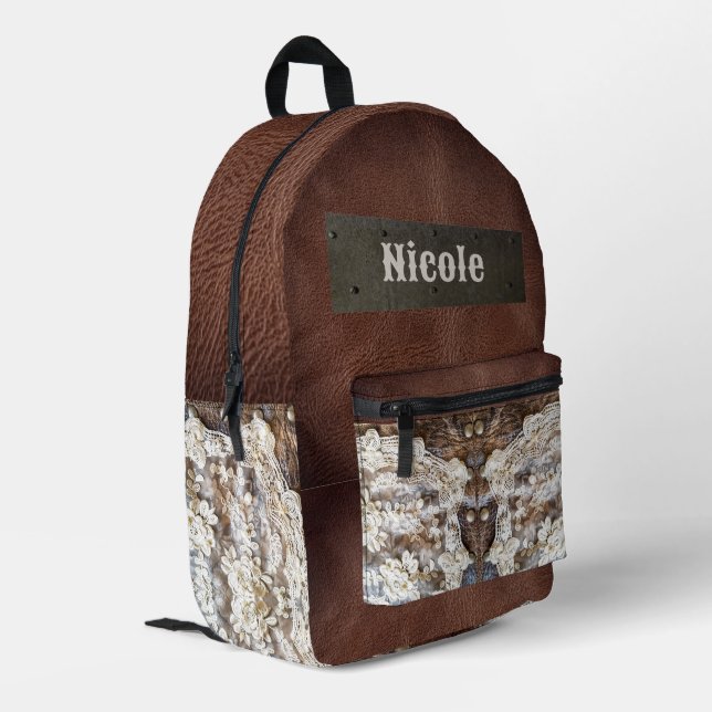 Sac à dos en cuir et dentelle rustique occidental (Coin arrière gauche)