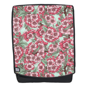 Sac À Dos Fleur de cerisier rose et menthe