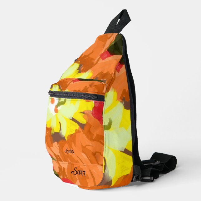 Sac à dos : Fleur jaune orange . (Coin droit)