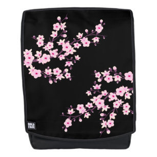 Sac À Dos Fleurs de cerisier noir rose floral