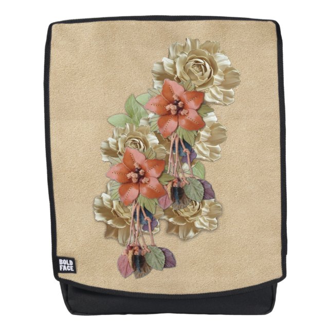 Sac À Dos Fleurs de cuir sur le daim (Devant)